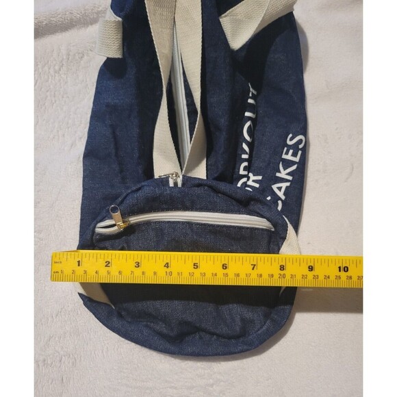 Will Workout For Cupcakes Denim Blue Duffel Gym Travel Bag Carry On Zip Close - Picture 4 of 5